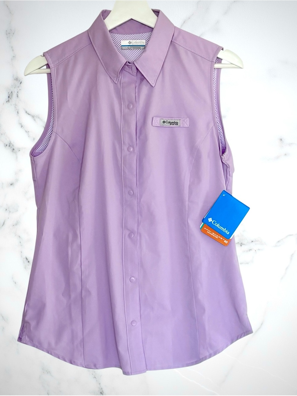 COLUMBIA PFG Tamiami Sleeveless Shirt Women’s S NWT Lavender Purple Hiking Golf